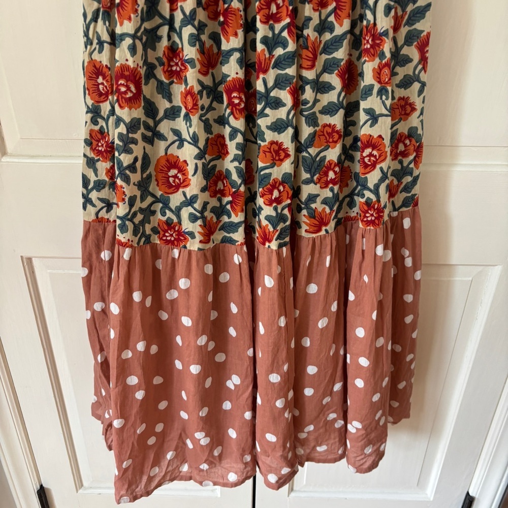 ROLLER RABBIT Rosetone Polka Dot Floral Tiered DAKOTA Maxi Dress NEW Size Small - Picture 8 of 16